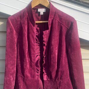 Women's Size Medium Wine Colored Vintage 1960s Velvet Style Coat